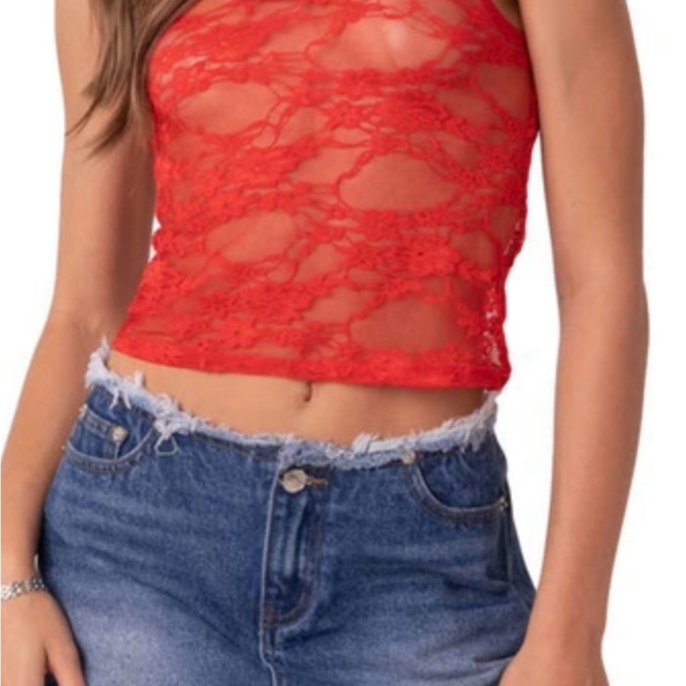 Edited Red Lace Top